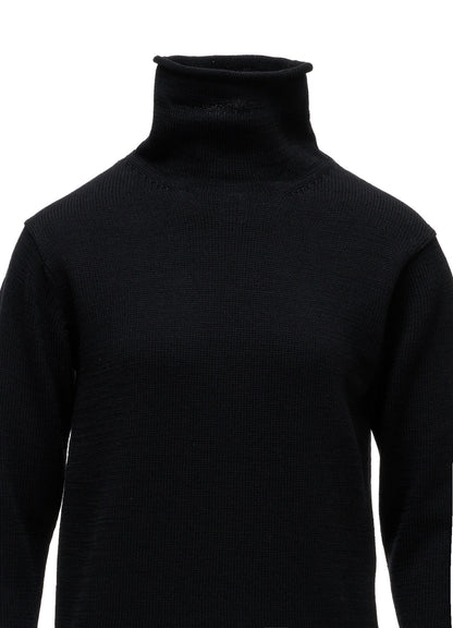 WOOL JERSEY LACE HIGH NECK PULLOVER