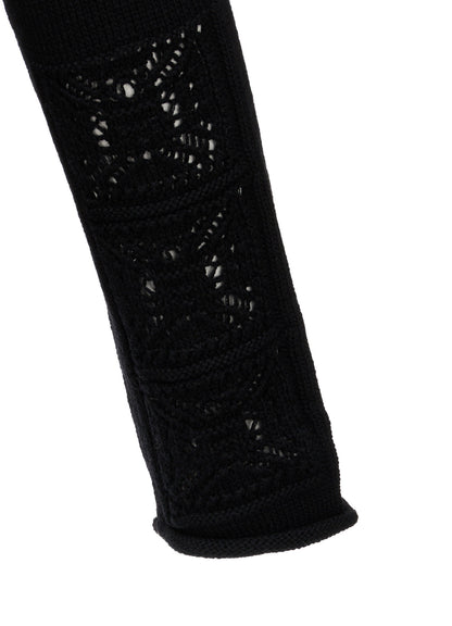 WOOL JERSEY LACE HIGH NECK PULLOVER