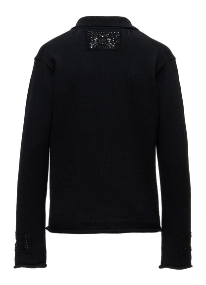 WOOL JERSEY LACE CARDIGAN
