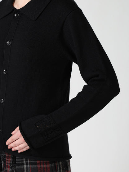 WOOL JERSEY LACE CARDIGAN