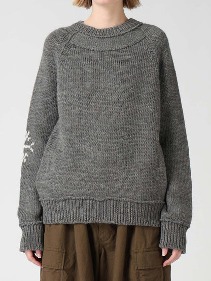 WOOL JERSEY INTARSIA PULLOVER