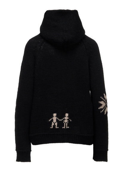 WOOL JERSEY INTARSIA HOODIE