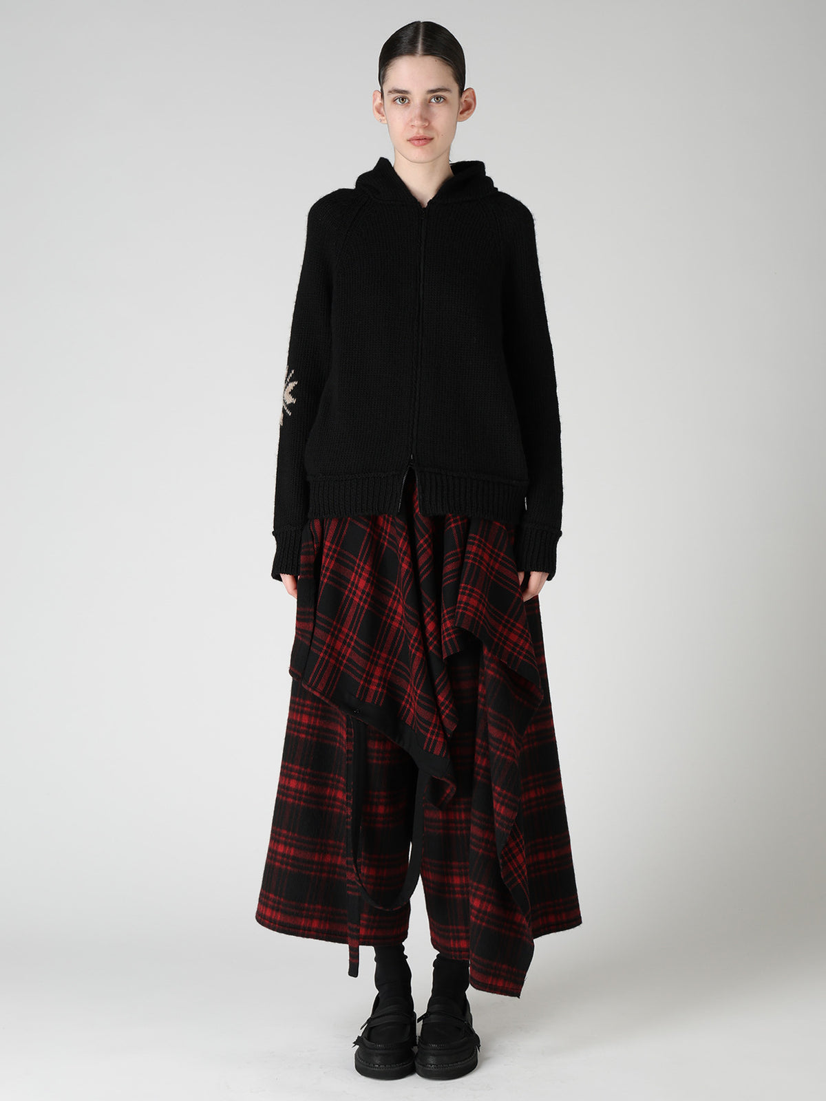 WOOL JERSEY INTARSIA HOODIE