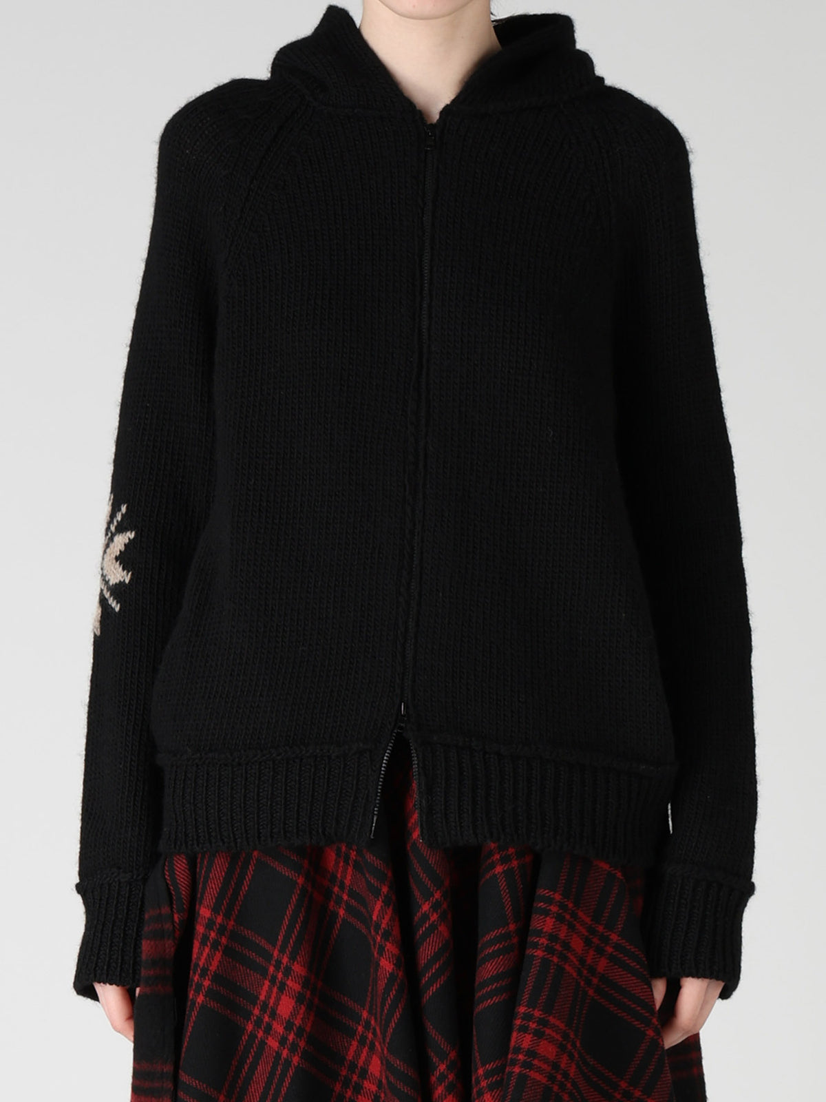 WOOL JERSEY INTARSIA HOODIE