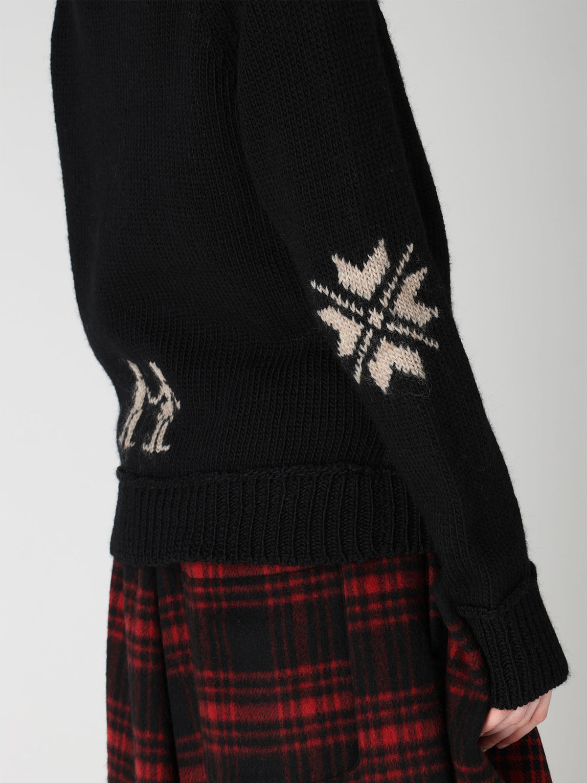 WOOL JERSEY INTARSIA HOODIE