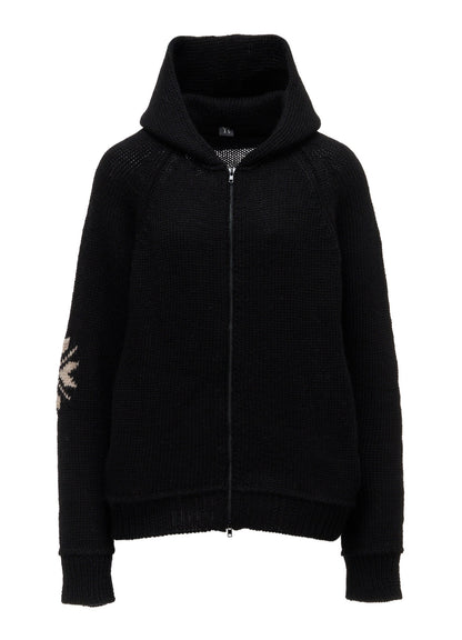 WOOL JERSEY INTARSIA HOODIE