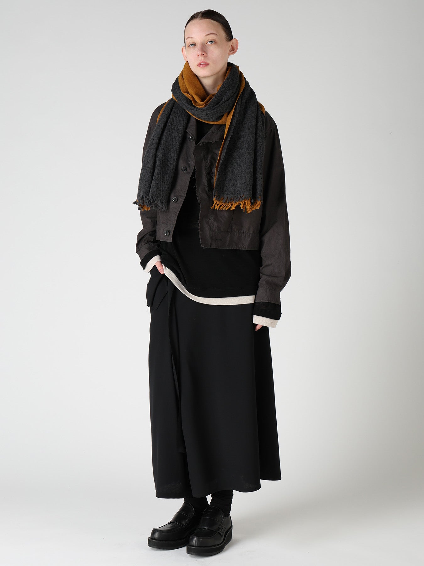 WOOL PLAIN WEAVE DOUBLE LAYER SCARF – THE SHOP YOHJI YAMAMOTO