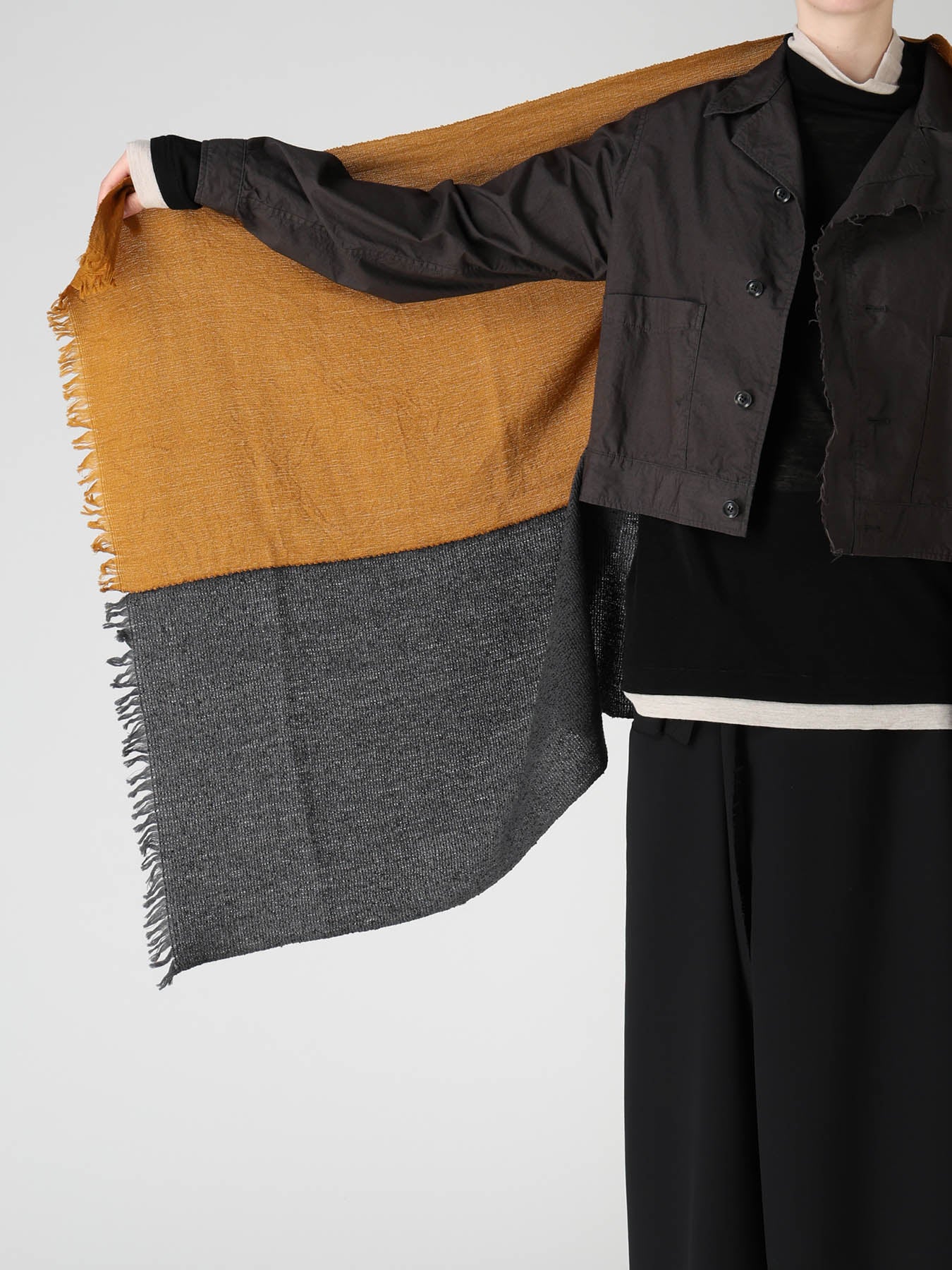 WOOL PLAIN WEAVE DOUBLE LAYER SCARF