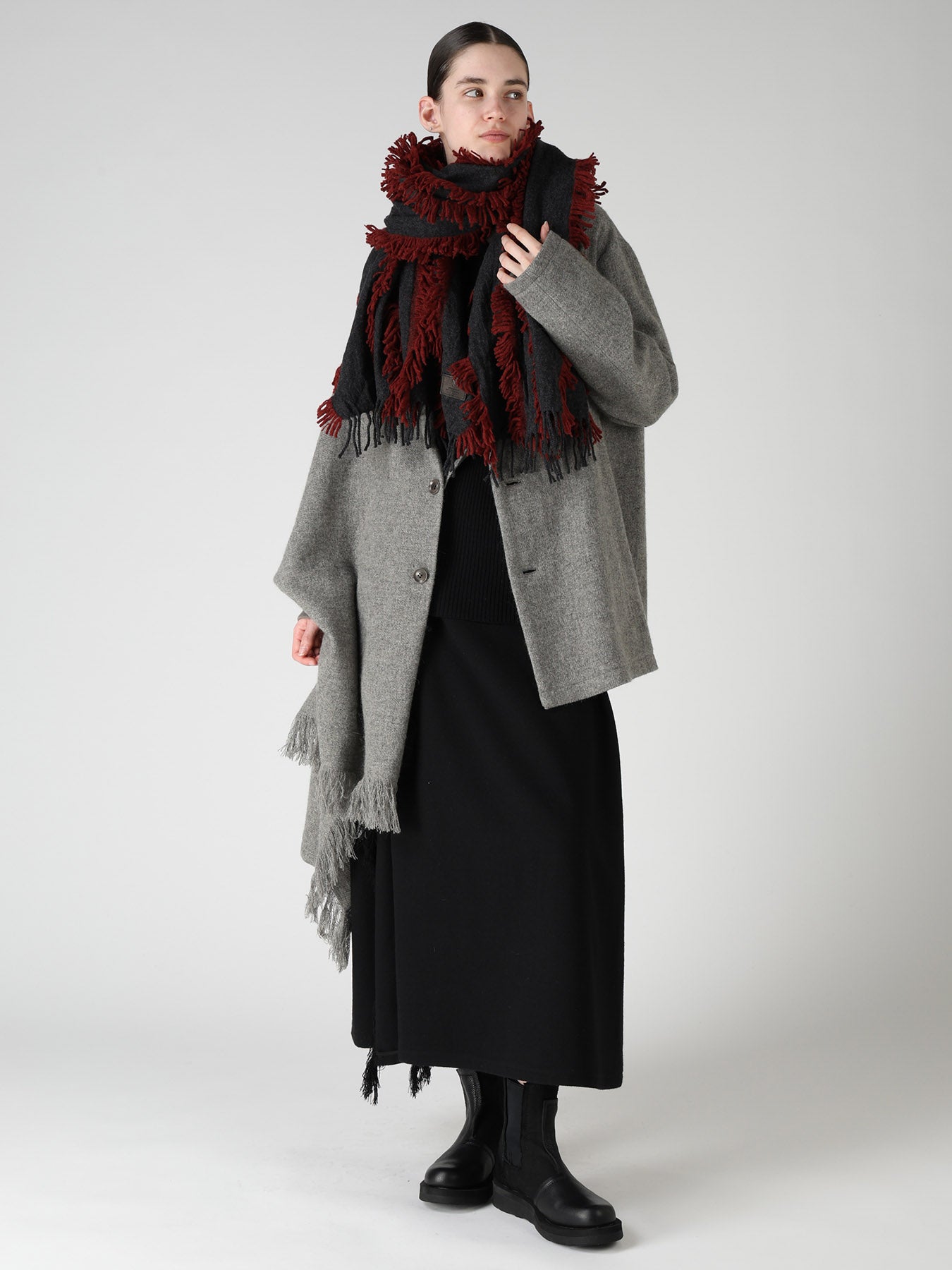 WOOL SATIN-WEAVE CUT STOLE – THE SHOP YOHJI YAMAMOTO
