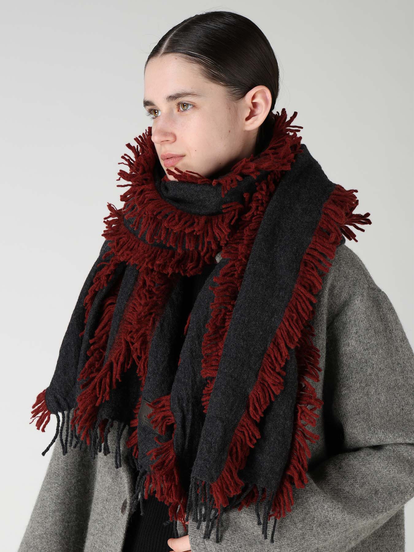 WOOL SATIN-WEAVE CUT STOLE – THE SHOP YOHJI YAMAMOTO