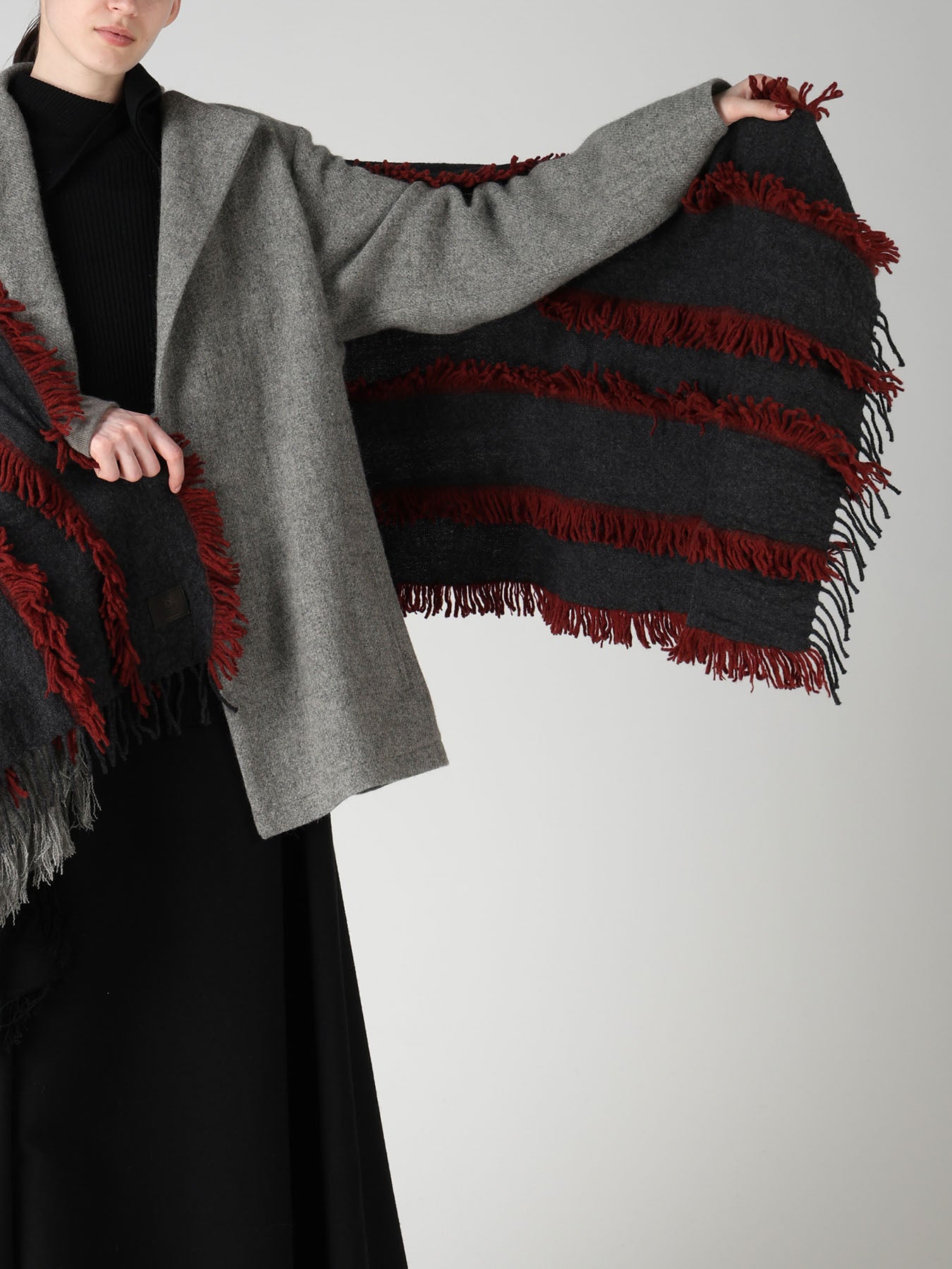 WOOL SATIN-WEAVE CUT STOLE – THE SHOP YOHJI YAMAMOTO