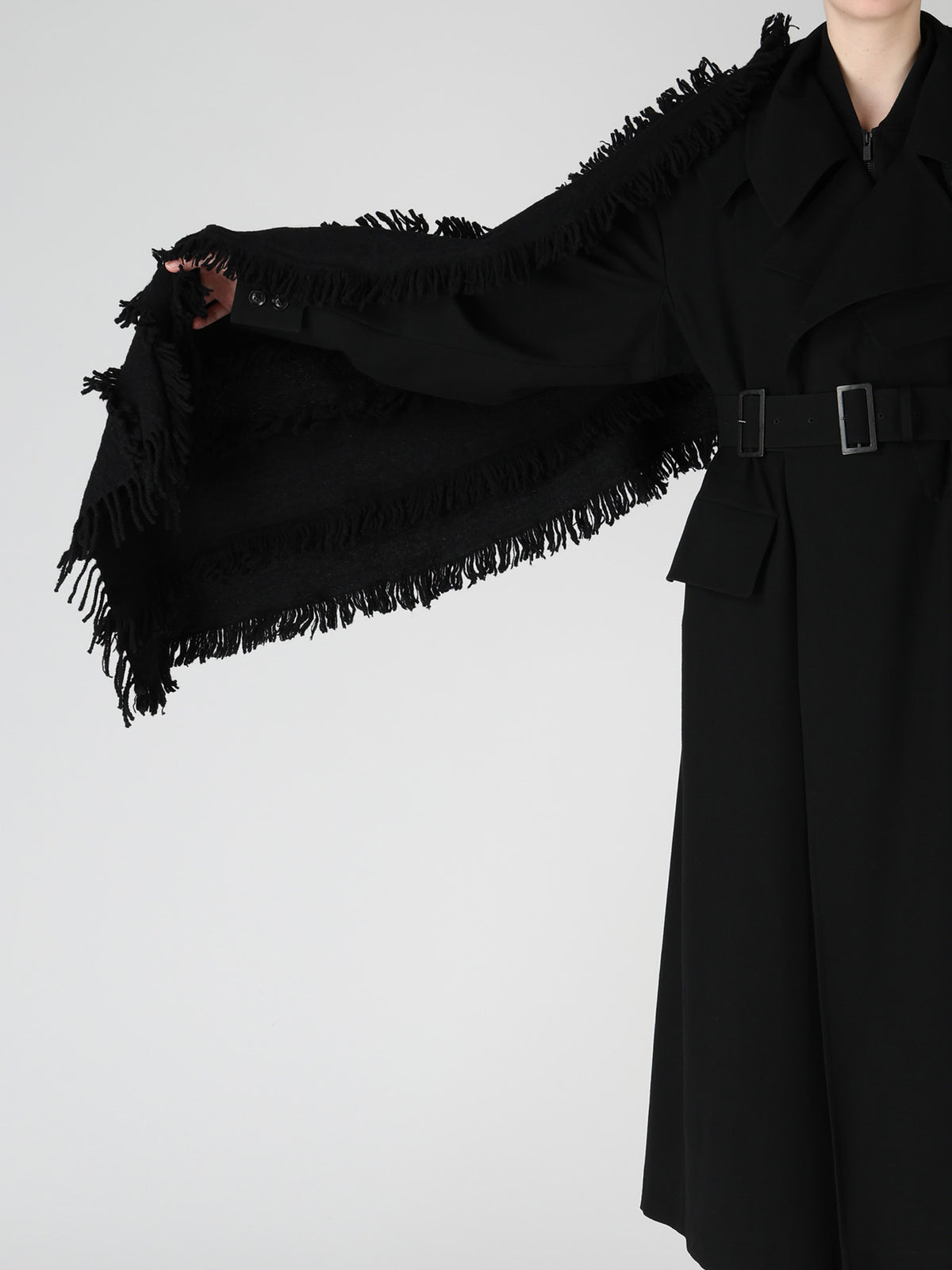 WOOL SATIN-WEAVE CUT STOLE