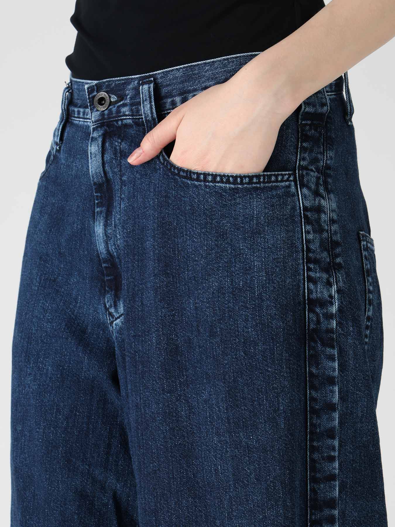 8OZ DENIM CHEMICAL WASH SIDE BRAID PANTS