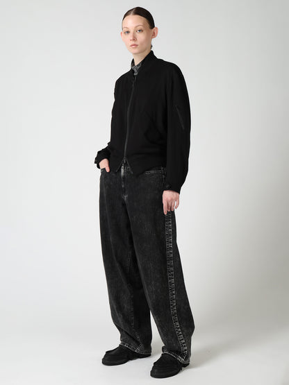 8OZ DENIM CHEMICAL WASH SIDE BRAID PANTS