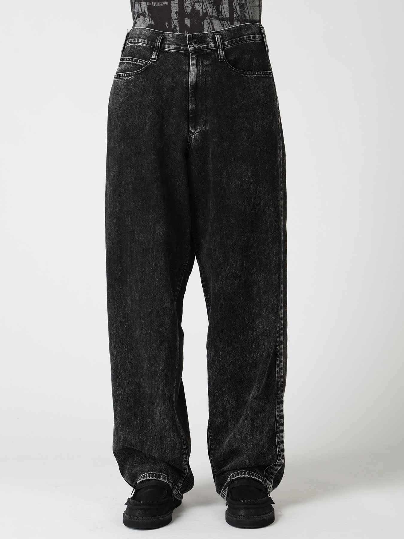 8OZ DENIM CHEMICAL WASH SIDE BRAID PANTS
