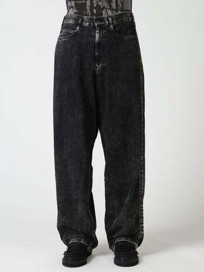 8OZ DENIM CHEMICAL WASH SIDE BRAID PANTS