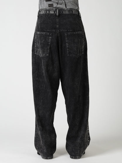 8OZ DENIM CHEMICAL WASH SIDE BRAID PANTS