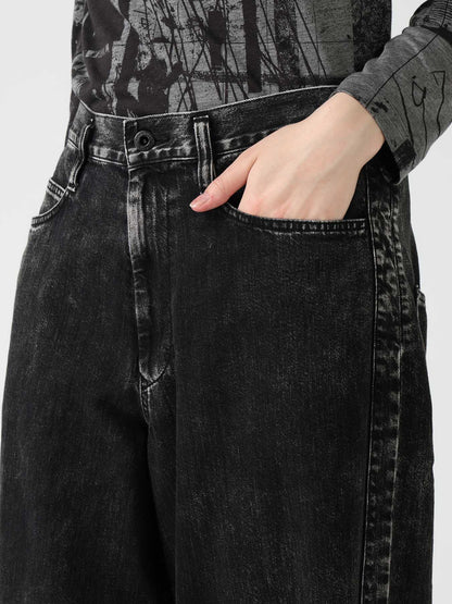 8OZ DENIM CHEMICAL WASH SIDE BRAID PANTS