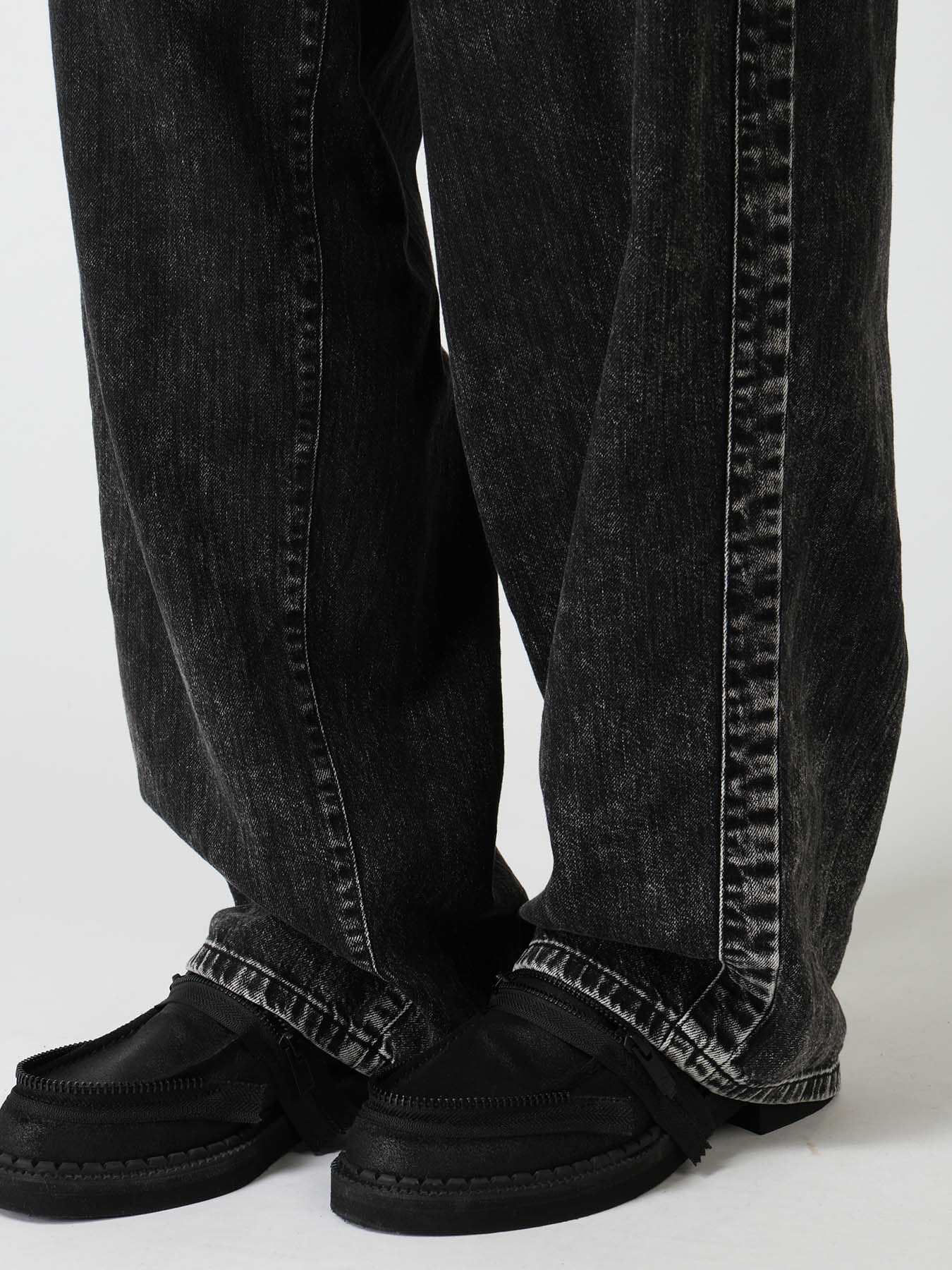 8OZ DENIM CHEMICAL WASH SIDE BRAID PANTS