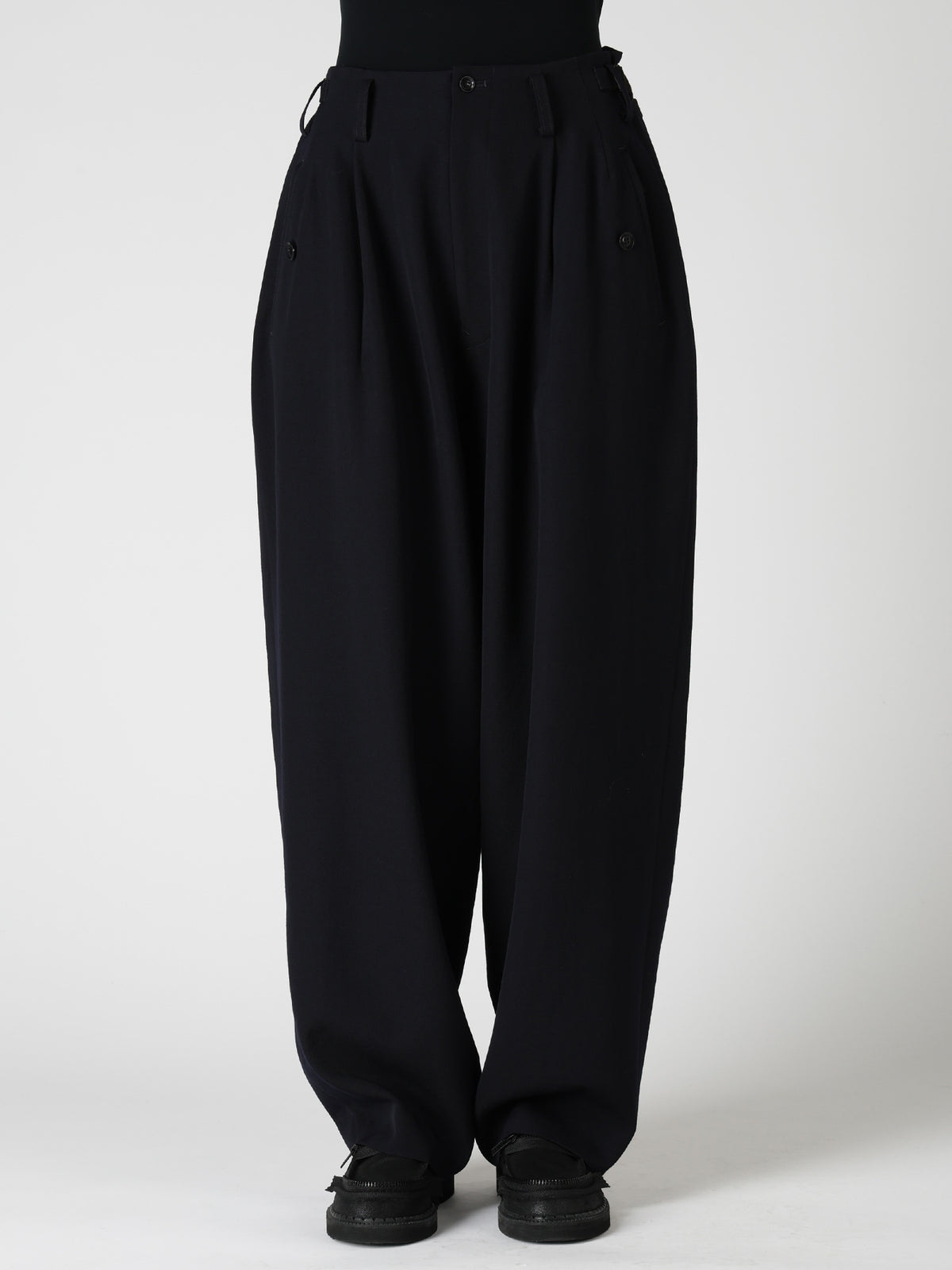 WOOL GABARDINE 2-TUCK WIDE PANTS