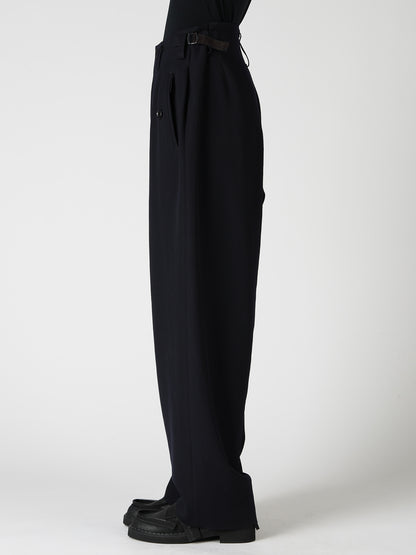 WOOL GABARDINE 2-TUCK WIDE PANTS