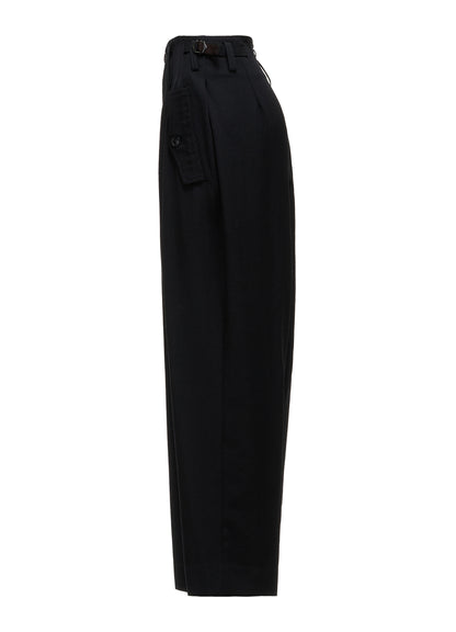 WOOL GABARDINE 2-TUCK WIDE PANTS