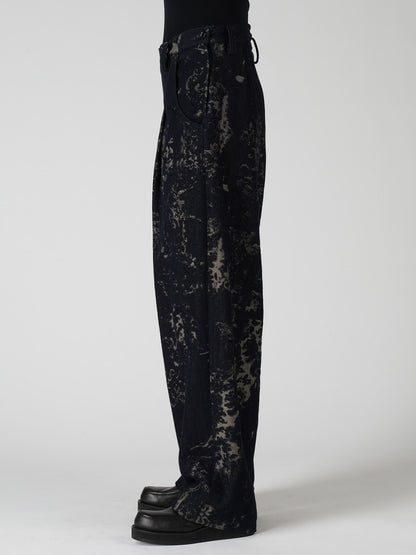 DENIM JACQUARD SIDE OPEN PANTS