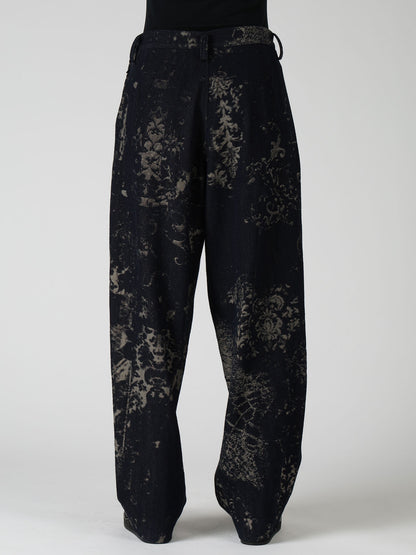 DENIM JACQUARD SIDE OPEN PANTS