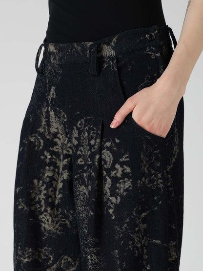 DENIM JACQUARD SIDE OPEN PANTS