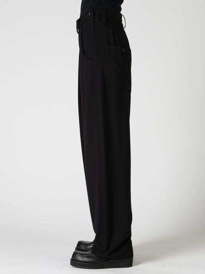 VISCOSE/TRIACETATE BLEND FRONT TUCK SIDE OPEN PANTS