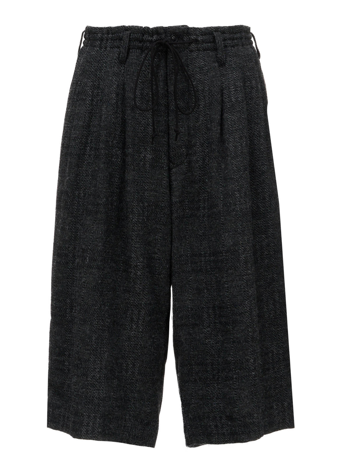 WOOL BLEND PLAID 3-TUCK HALF PANTS