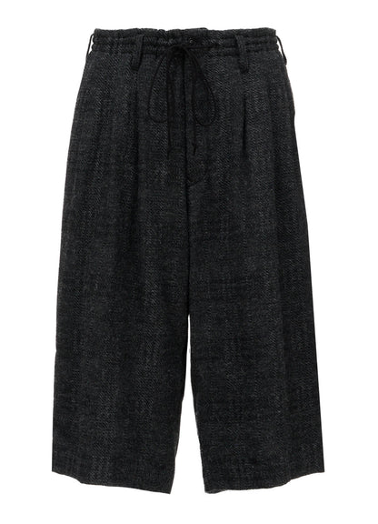 WOOL BLEND PLAID 3-TUCK HALF PANTS