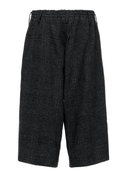 WOOL BLEND PLAID 3-TUCK HALF PANTS