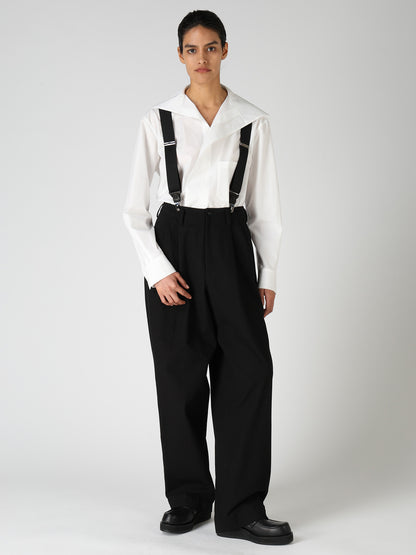 COTTON TWILL 2-TUCK WIDE PANTS