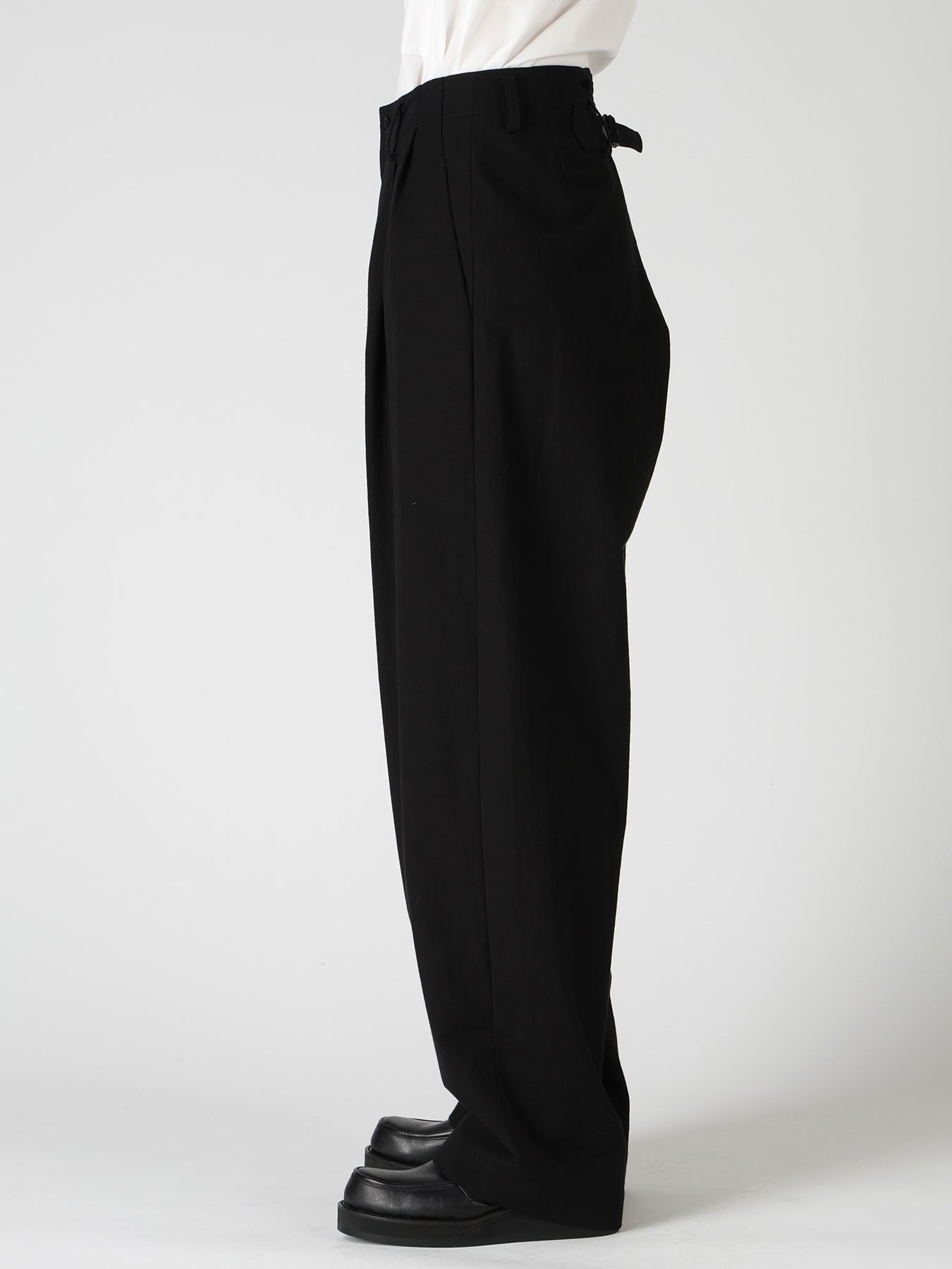 COTTON TWILL 2-TUCK WIDE PANTS