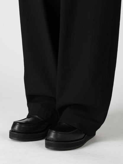 COTTON TWILL 2-TUCK WIDE PANTS