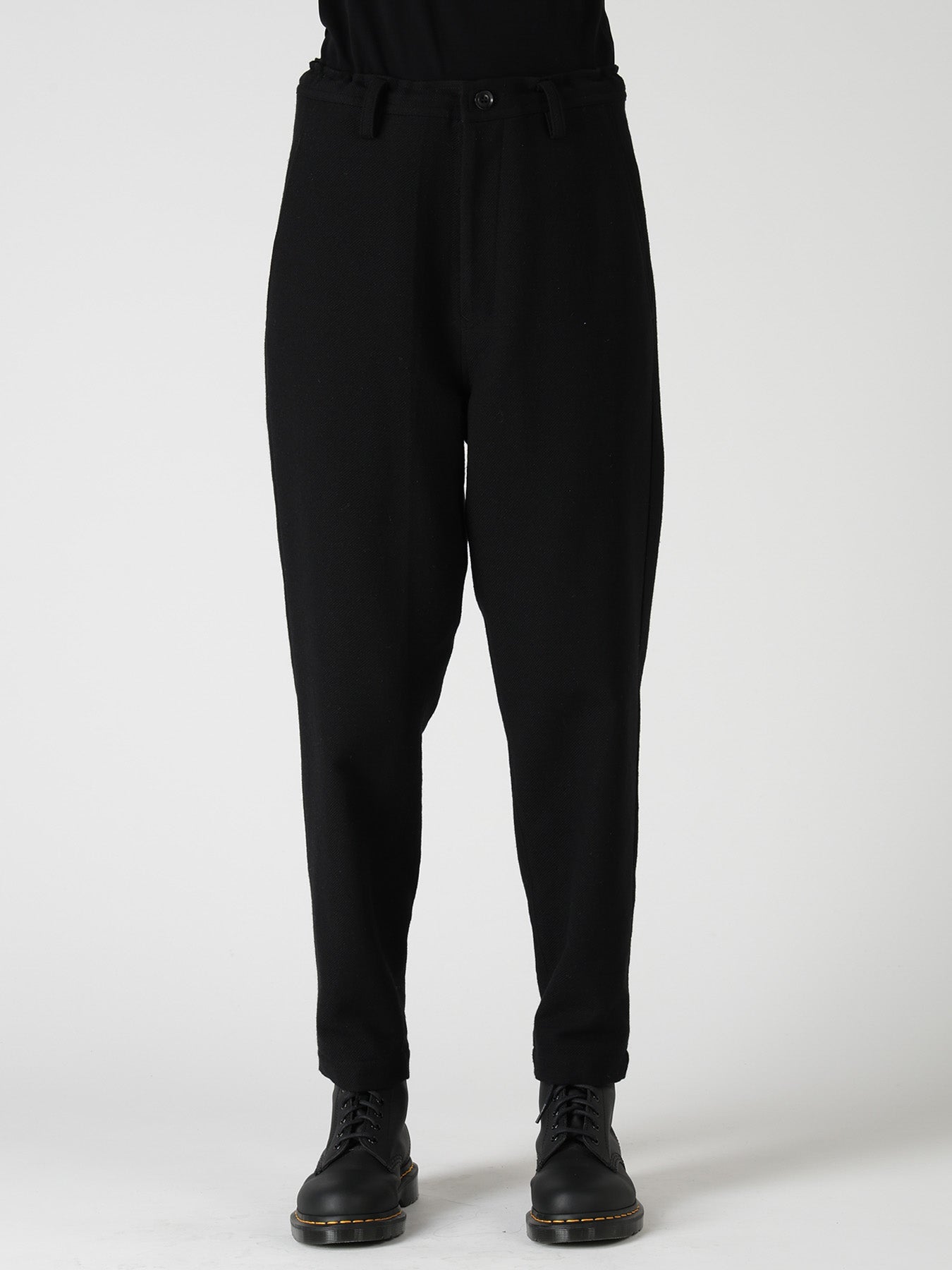WOOL BLEND KERSEY FRINGE TAPERED PANTS – THE SHOP YOHJI YAMAMOTO