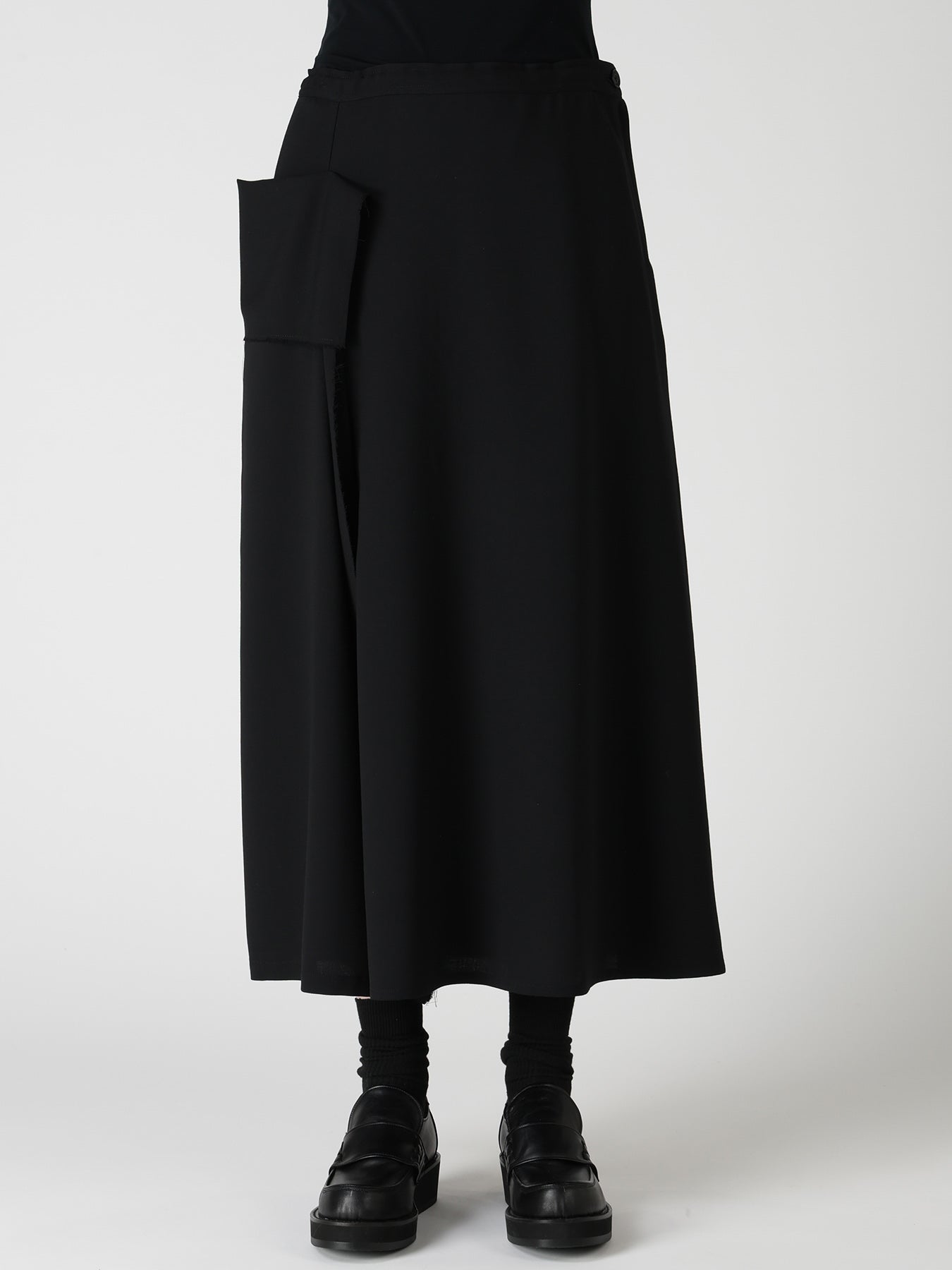 WOOL SERGE DRAPE FLARE PANTS