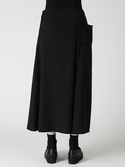 WOOL SERGE DRAPE FLARE PANTS