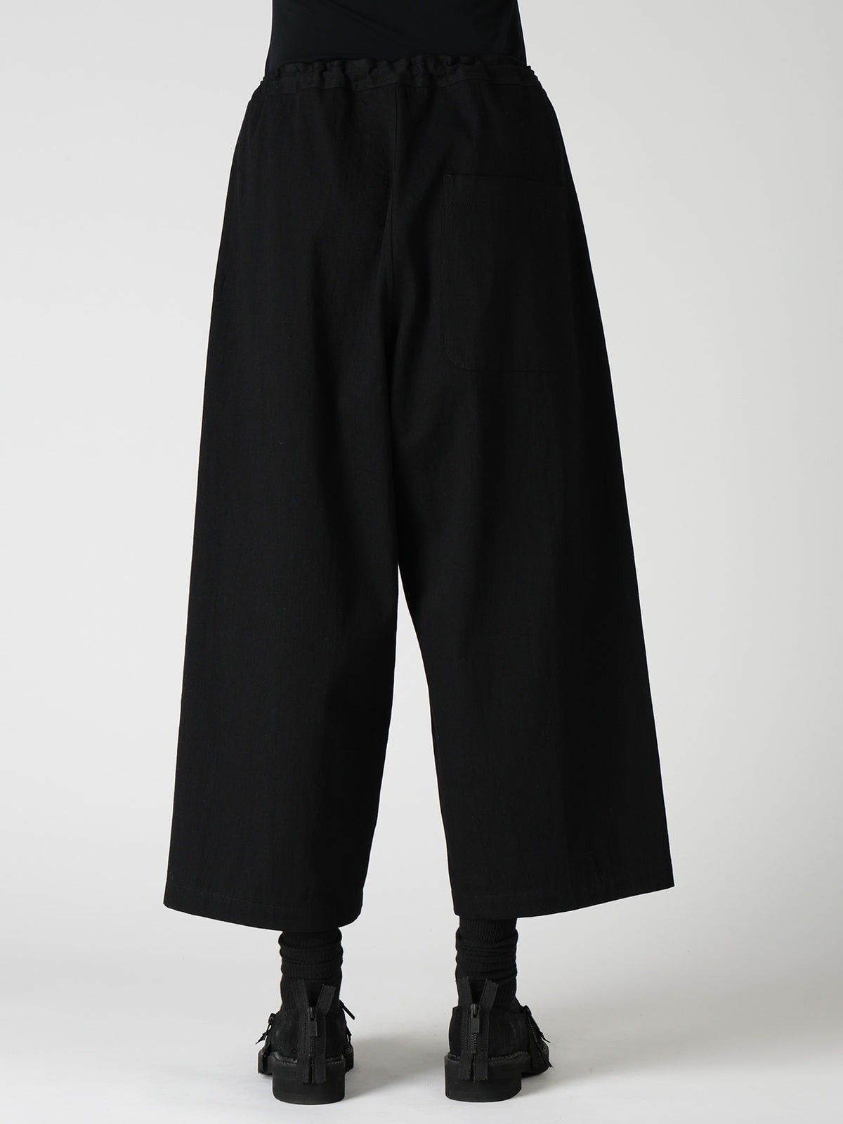 8OZ DENIM WASH FRONT TUCK WIDE PANTS