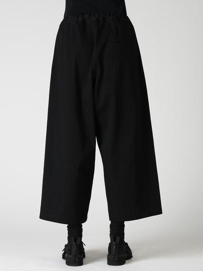 8OZ DENIM WASH FRONT TUCK WIDE PANTS