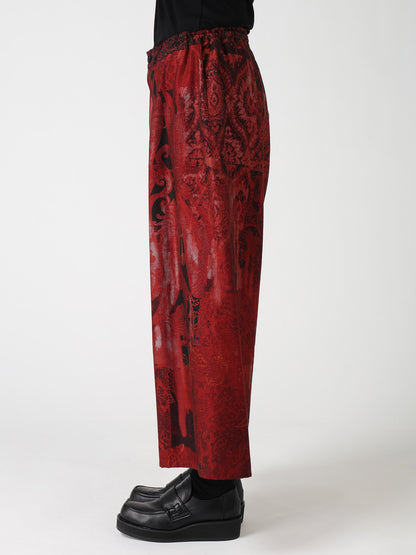 COTTON/CELLULOSE BLUR PAISLEY FRONT TUCK WIDE PANTS