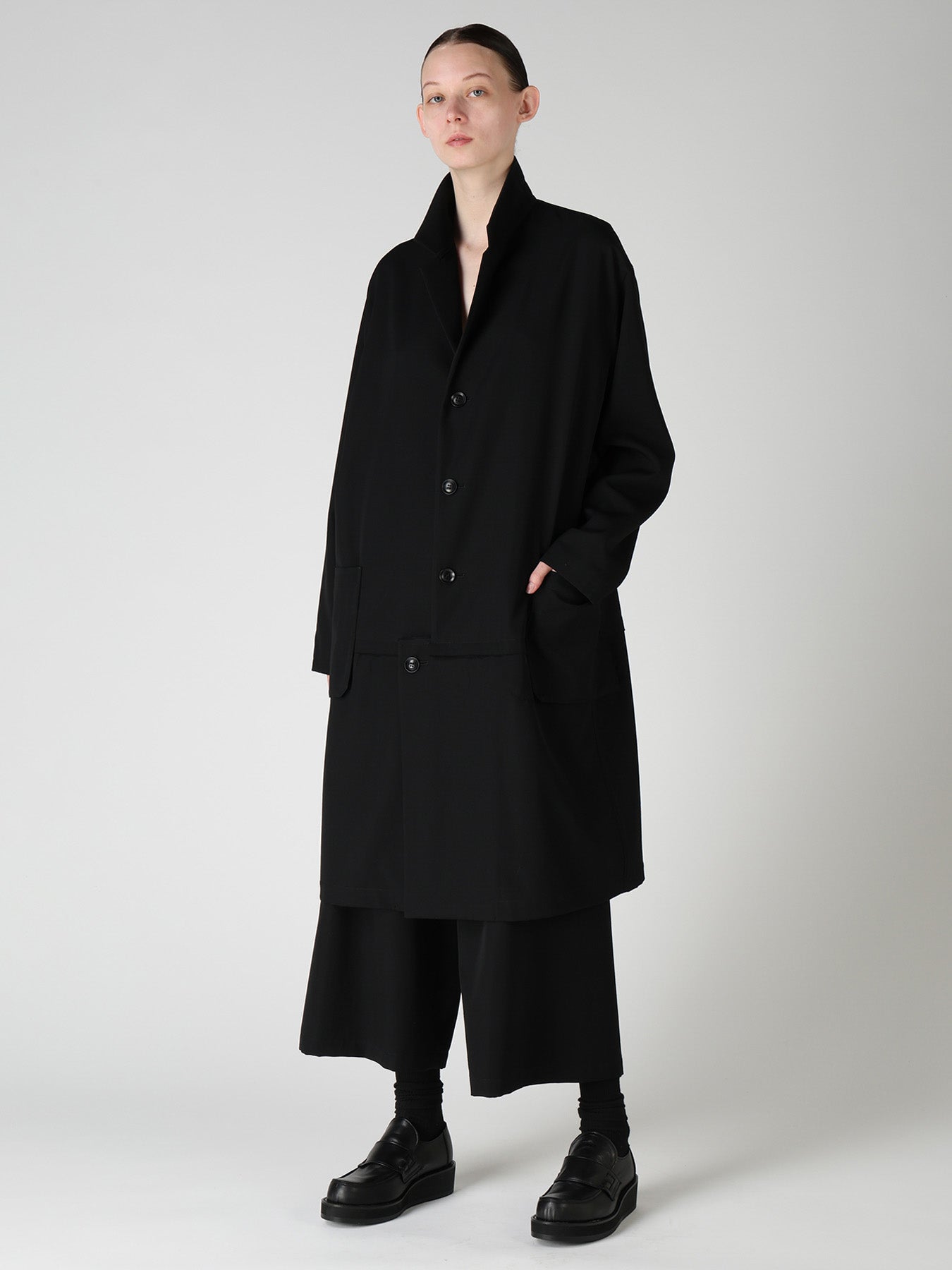 Y’s 25aw WOOL GABARDINE ZIP TUCKED WOOL GABARDINE FRONT TUCK WIDE PANTS – THE SHOP YOHJI YAMAMOTO