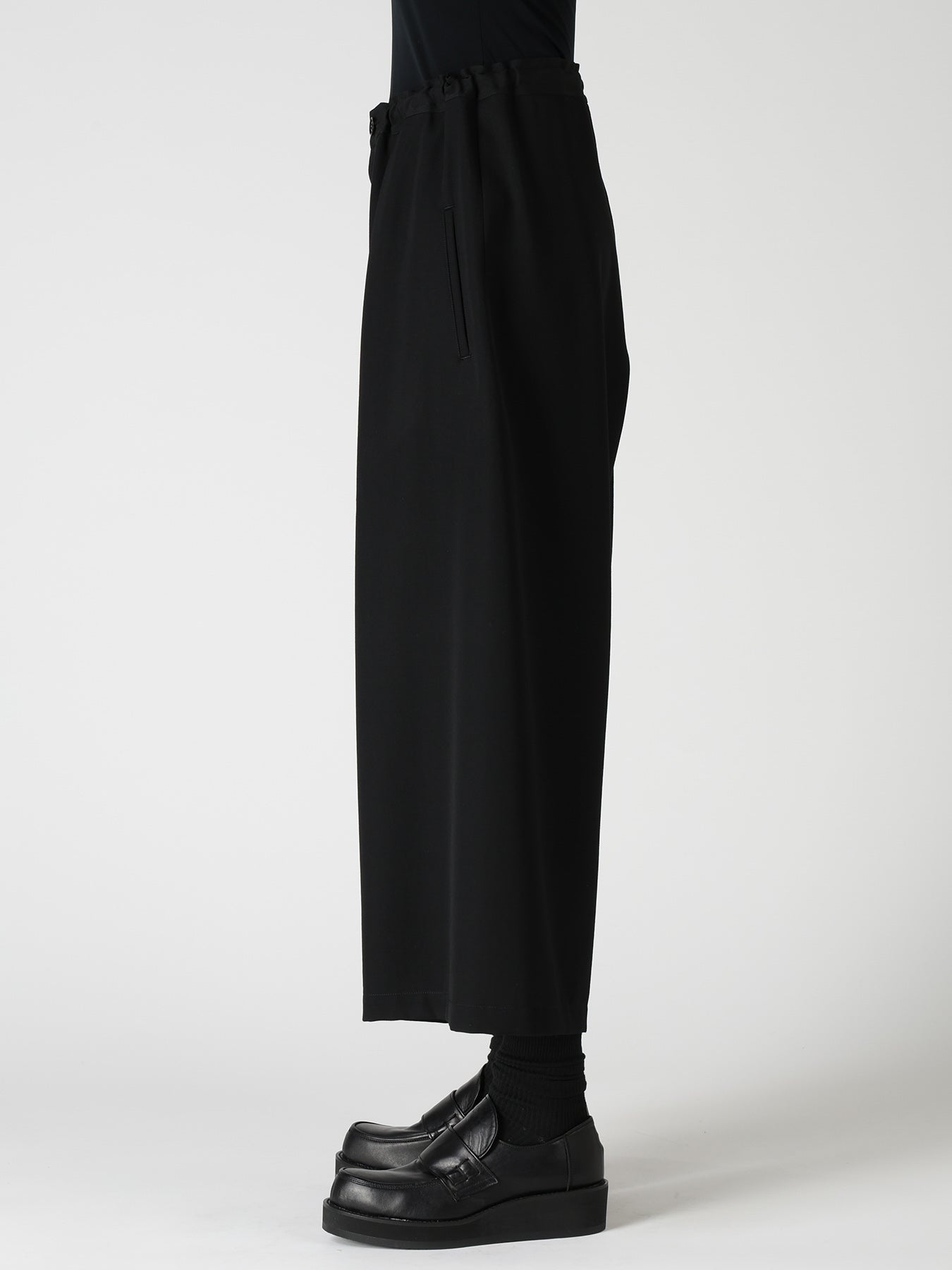 WOOL GABARDINE FRONT TUCK WIDE PANTS