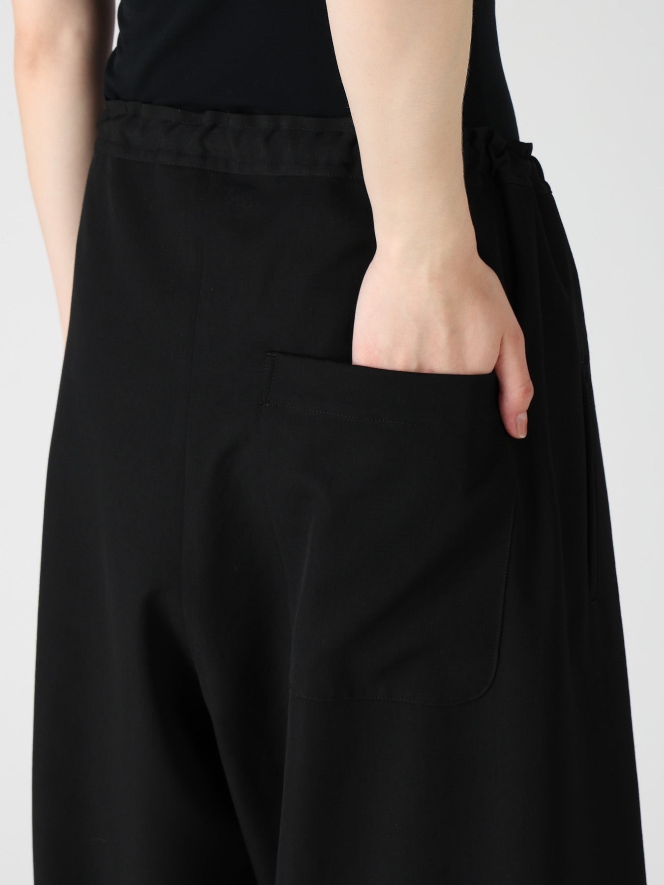 WOOL GABARDINE FRONT TUCK WIDE PANTS