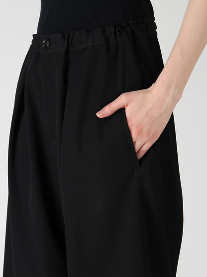 WOOL GABARDINE FRONT TUCK WIDE PANTS