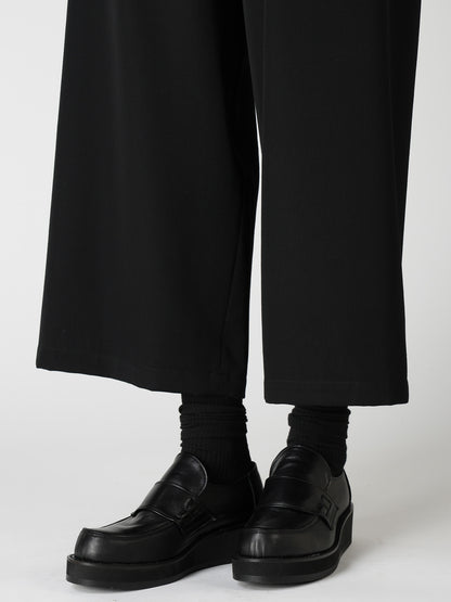 WOOL GABARDINE FRONT TUCK WIDE PANTS