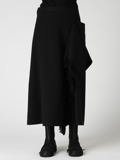 WOOL BLEND KERSEY FRINGE FLARE PANTS
