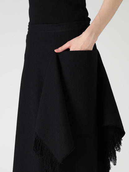 WOOL BLEND KERSEY FRINGE FLARE PANTS
