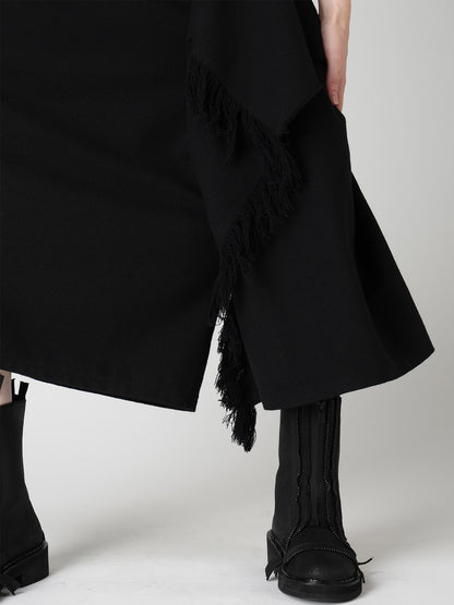 WOOL BLEND KERSEY FRINGE FLARE PANTS